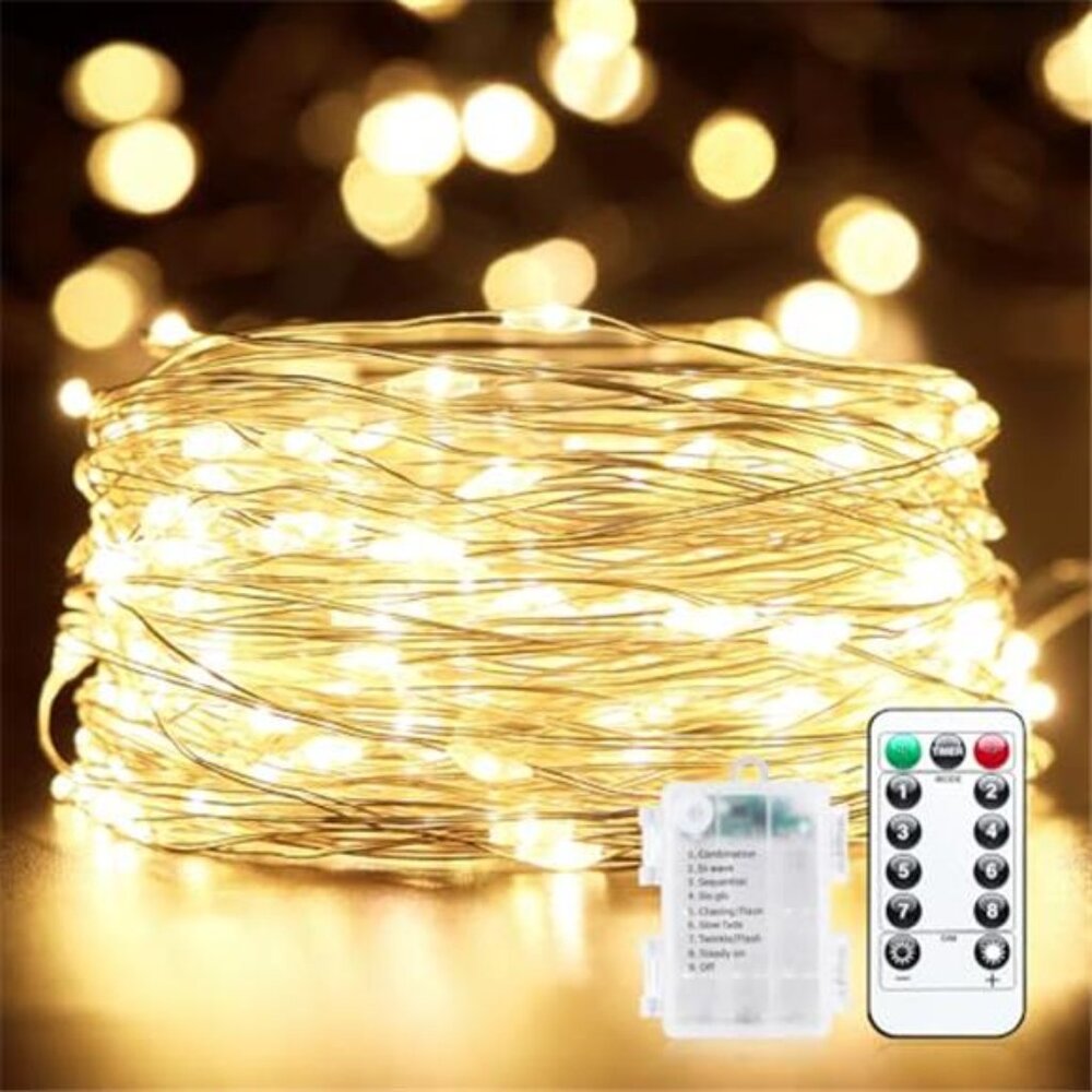 Battery Operated Fairy Lights 33Ft 100 LED String Lights Indoor Outdoor Decor